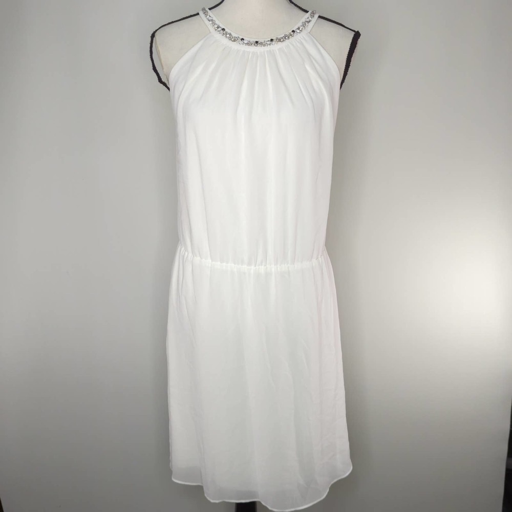 White‎ House Black Market Blouson Dress Beaded M